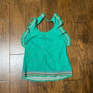 Ban Jara top with stitch detailing, ruffles, and open back size M